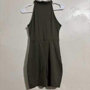 NWOT Womens Small Olive Green Halter Sleeveless Romper Stylish‎ & Trendy